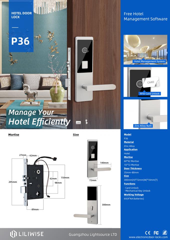 Pembaca Kartu Kunci Gesek RFID Kunci Pintu Hotel / Kunci Magnetik Elektronik Keamanan 0