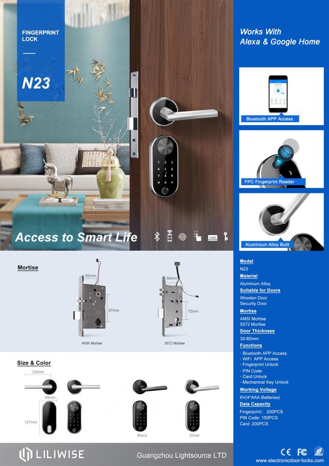 Kunci Pintu Elektronik Aluminium Paduan Biometrik Kunci Pintu Bluetooth 0