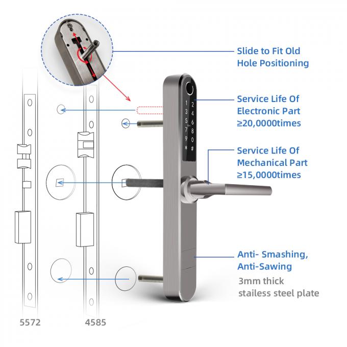 Kunci Pintu Sidik Jari Cerdas Untuk Pintu Aluminium / Kayu 3
