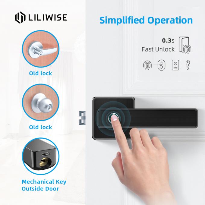 Kunci Pintu Sidik Jari Biometris Liliwise WiFi Bluetooth APP Keamanan Tinggi 0