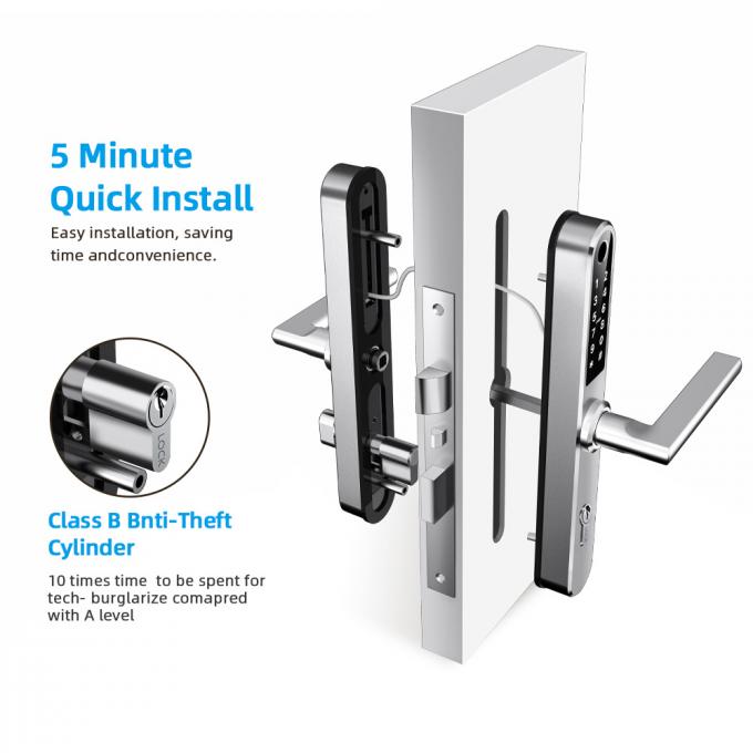 Aluminium Door Lock Smart Fingerprint Slide Kabel Listrik Digital Dengan Silinder 2