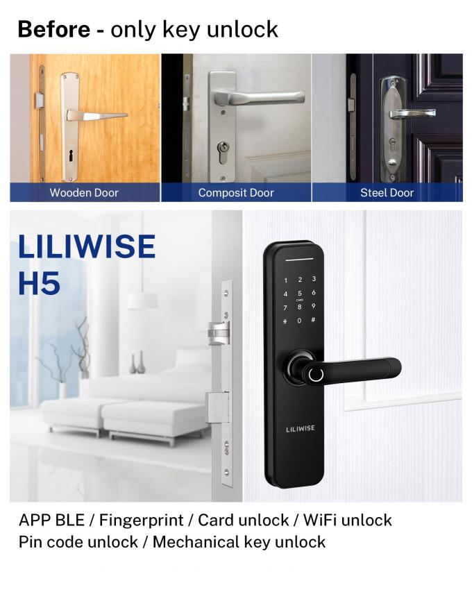 OEM Remote Control Smart Lock Keamanan Rumah Kunci Pintu Biometrik Sidik Jari 4