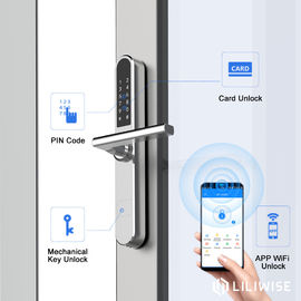 Akses WiFi WiFi Bluetooth Lock Door Thumbprint Door Lock 38mm Lebar Slim Panel Warna Silver