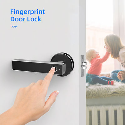 Smart Biometric Thumbprint Room Kunci Pintu / Elektronik Depan Black Door Handle Lock