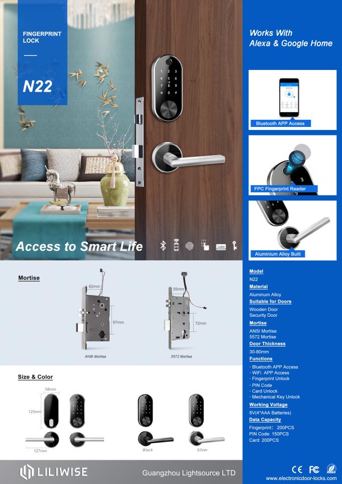 Kunci Pintu Bluetooth Nirkabel Wifi Control Digital Fingerprint Split Elektronik Aluminium Alloy 1