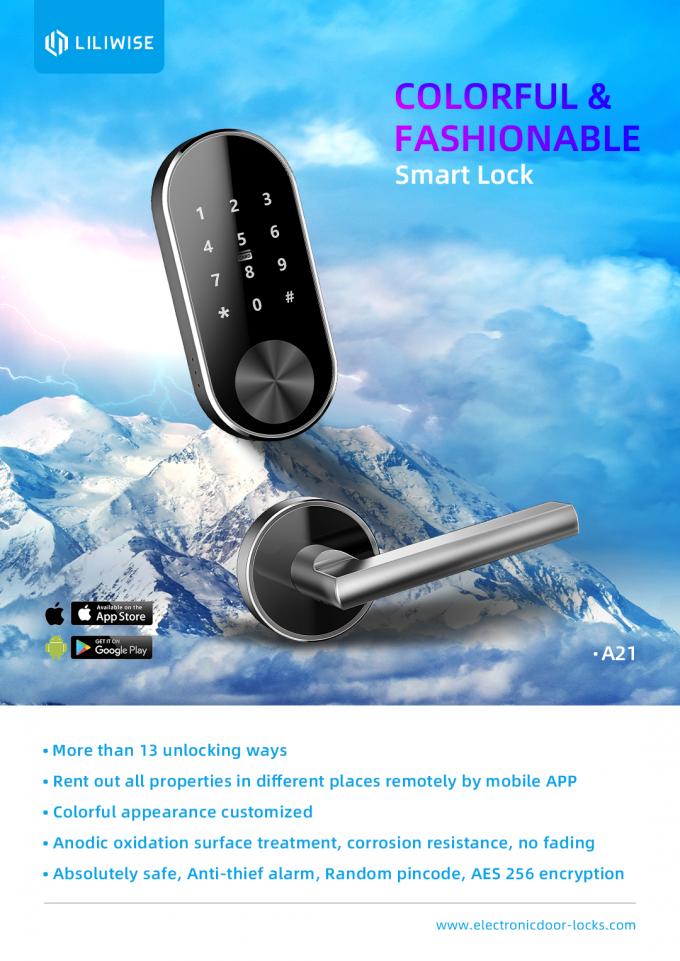 Paduan Aluminium Bluetooth Door Lock Split WiFi Remote Management Apartment 0