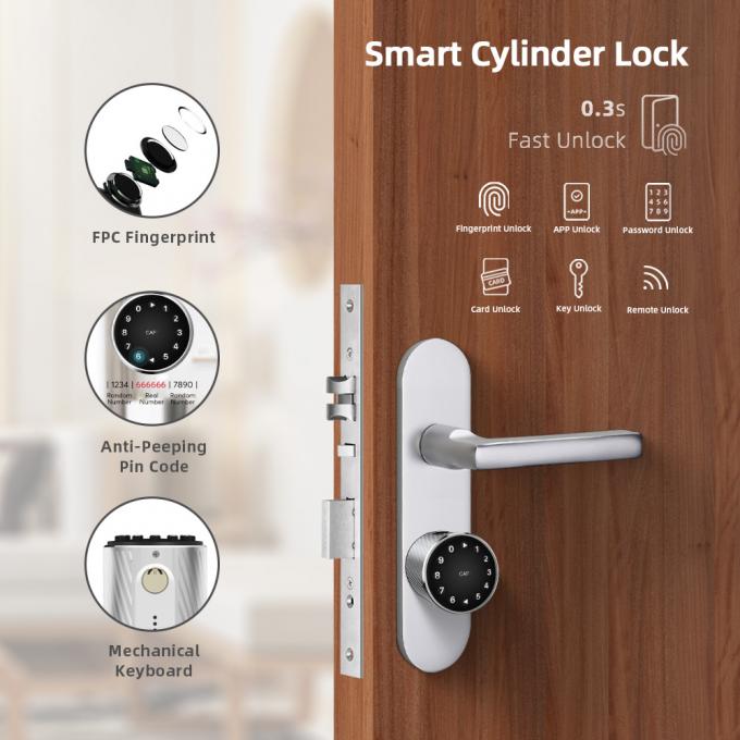 Kunci Pintu Silinder Sidik Jari Kunci Kartu Kode Kunci Residential yang Dapat Disesuaikan 2