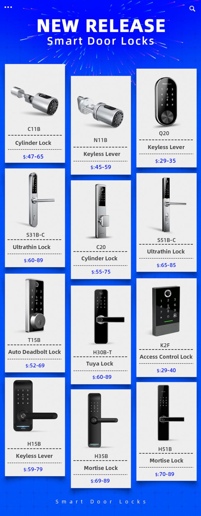 Keamanan Rumah Digital Kunci TT Tahan Air APP Smart Fingerprint Password Key Door Lock 9