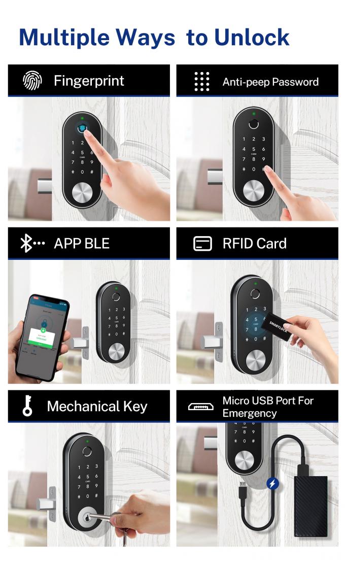 Aplikasi Keamanan Kunci Sidik Jari WiFi Auto Deadbolt Smart Lock 5