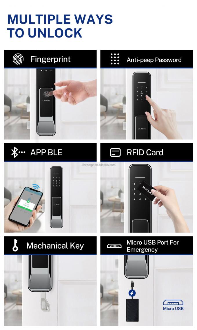 Liliwise Security Digital Doorbell Tuya Wifi Smart Fingerprint Lock Face Recognition Kamera Pintu Kunci Kontrol De Accesos 18