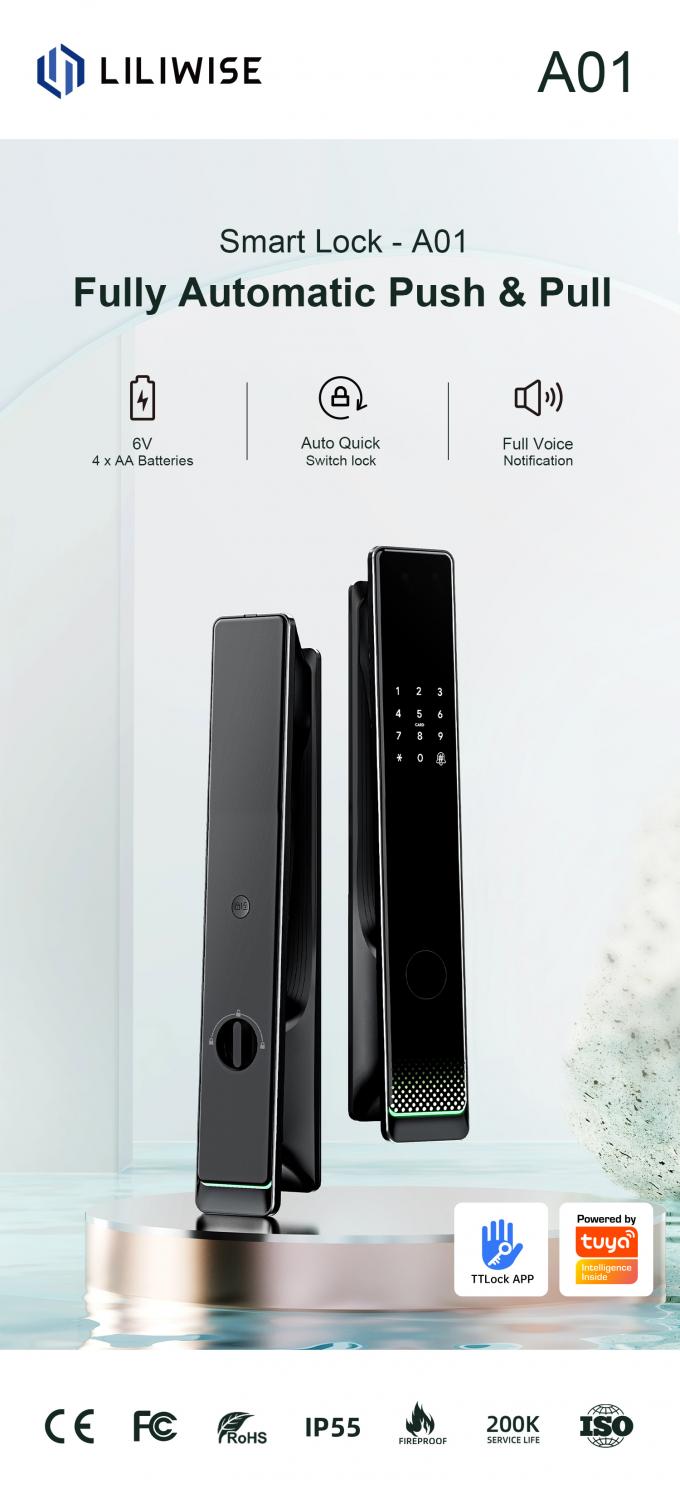 Liliwise Otomatis Listrik Smart Door Lock Waterproof Outdoor Fingerprint Keyless Ttlock Tuya Smart Lock Dengan Wifi 2