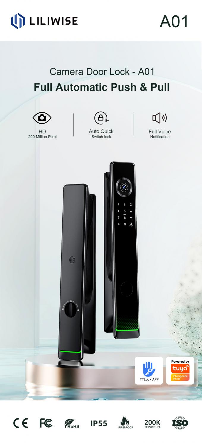 Liliwise Tuya Ttlock Cerraduras Electrices Wifi Sidik Jari Kamera Digital Smart Door Lock Dengan Kamera 2