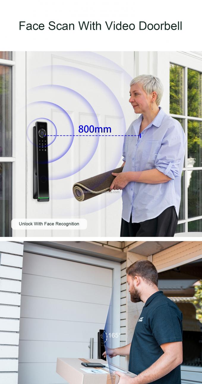 Liliwise Waterproof Fingerprint Smart Lock Ttlock Tuya Face Recognition Wifi 3D Smart Door Lock Dengan Kamera Wifi 6