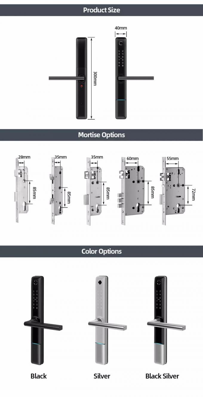 Liliwise Waterproof Tuya APP WiFi BLE Fingerprint Smart Lock Slim Door Lock untuk Profil Sempit Pintu Aluminium Pintu Kayu 5