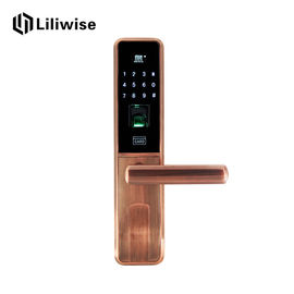 Kombinasi Kunci Pintu Elektronik Keypad Deadbolt Perunggu Merah Dengan Pemindai Jari