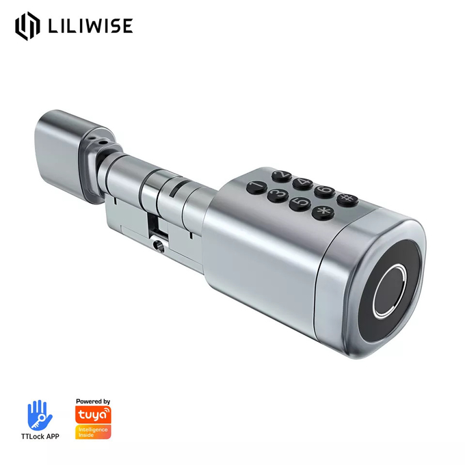 Adjustable WiFi BLE Digital Door Lock Smart Cylinder dengan Mechanical Key 0